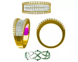 Classic baguette cut engagement rings free 3dm jewelry files 3D print model