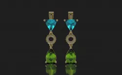 Classic earrings with semiprecious stones 3D print model