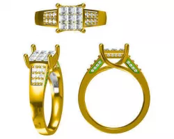 Classic square engagement rings cad jewellery design course 3D print model