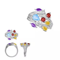 Color stone rings cad jewellery design course 3D print model