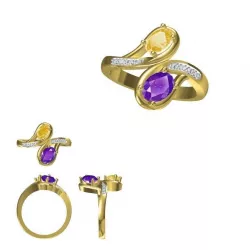 Color stonerings sets cad cam jewelry design 3D print model