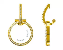 Diamond earrings hoop earrings  jewelry CAD design for sale 3D print model