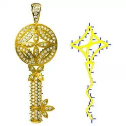 Diamond key shape pendant  cad jewellery design course 3D print model