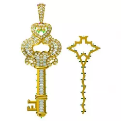 Diamond key shape pendant  jewelry cad 3D print model