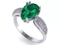Diamond ring with pear stone  3D print model