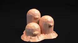 Dugtrio - Stylized LowPoly Art - 3D print model