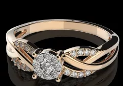 Engagement ring with diamonds 486 3D print model