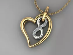 GC GOLD H263-Heart Diamond Gold necklace 3D print model