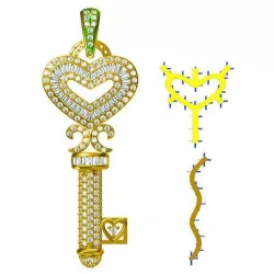 Gold key shape pendant  3design 3D print model
