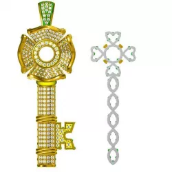 Gold key shape pendant  free 3dm jewelry files 3D print model