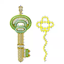 Gold key shape pendant  jewelry cad institute 3D print model