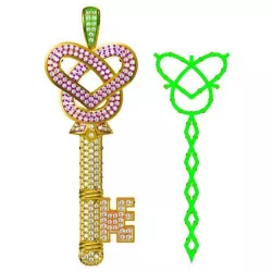 Gold key shape pendant  jewelry cad programs 3D print model