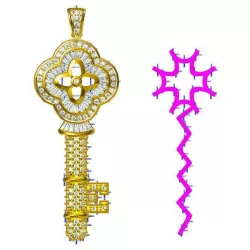 Gold key shape pendant  jewelry cam 3D print model