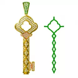 Gold key shape pendant  metal file for jewelry making 3D print model