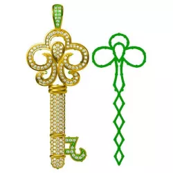 Gold key shape pendant  types of jewelry files 3D print model