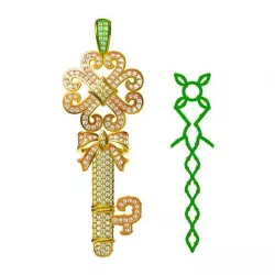 Gold key shape pendant  wax files jewelry 3D print model