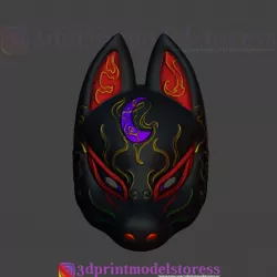 Japanese Fox Mask Demon Kitsune Cosplay Costume Helmet  3D print model