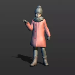 Little girl in a coat 3D print model