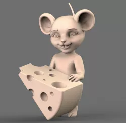 Mouse with cheese stl 3D print model