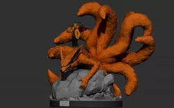 naruto and kurama - nine tailed fox - naruto 3d print statue 3D print model