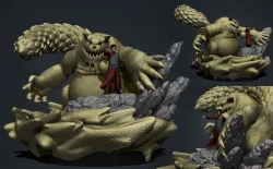 naruto shippuden - gaara and shukaku 3d print statue 3D print model