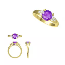 Rose gold color stone rings ring cad 3D print model
