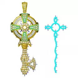 Rose gold key shape pendant  3d jewelry files for sale 3D print model