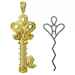 Rose gold key shape pendant  computer aided jewellery design 3D print model