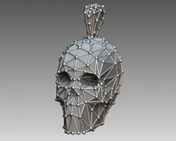 skull pendant lwo poly abstract 3D print model