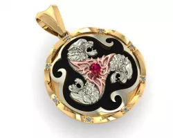 Three Tiger Pendant 3D print model
