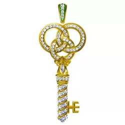 White gold key shape pendant  wax files jewelry 3D print model