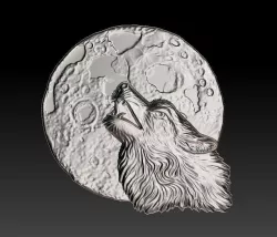 wolf and moon 3D print model