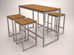 Bar furniture set Low-poly  3D model