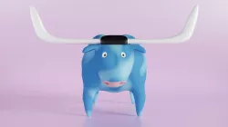 Blue Ox cartoon stylized character 3D model