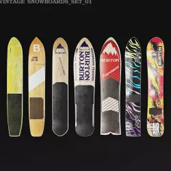Burton vintsge snowboards wall decor 3D model