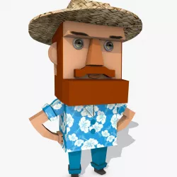 Cartoon Character with Blue Hawaiian Shirt Low-poly  3D model