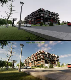 Cubic complex building 3D model