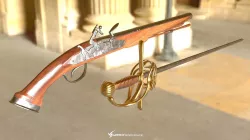 Flintlock Pistol and Rapier Sword Low-poly  3D model