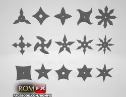 FREE - Shurikens Ninjas 15 stars models pack Free 3D print model