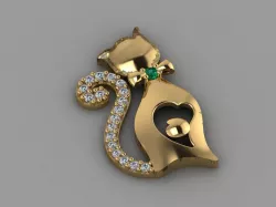 GC GOLD H098- cat Diamond Gold necklace Free 3D print model