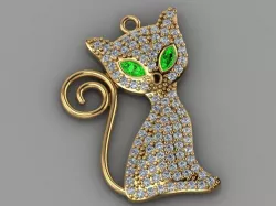 GC GOLD H099- cat Diamond Gold necklace Free 3D print model