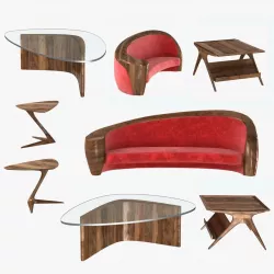 holly hunt vladimir kagan sofa and tables 3D model