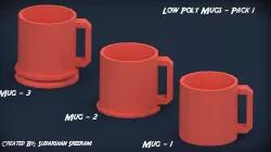 Low Poly Mugs - Pack 1 Free low-poly  3D print model