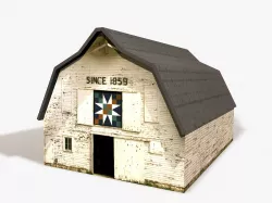 Medieval Wooden Barn  Low-poly  3D model