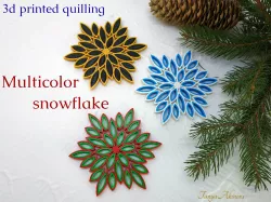 Multicolor snowflake  3d printed quilling Free 3D print model