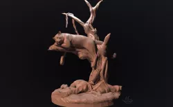 panther on a tree for 3d printing Free 3D print model