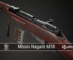 PBR Soviet Mosin Nagant M38 Low-poly  3D model