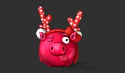 Pig Fanart Xmas Free 3D print model