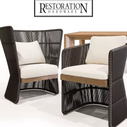 RH Havana Fun and Armchair with Arles Table 3D model