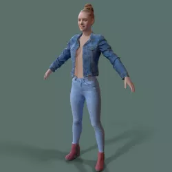 Rigged Jeans Girl Walking Animation Low-poly  3D model